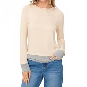 NEW SIX/FIFTY izzy double layer top in latte